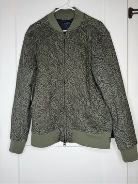 Good Man Brand Olive Green Patterned Bomber Jacket